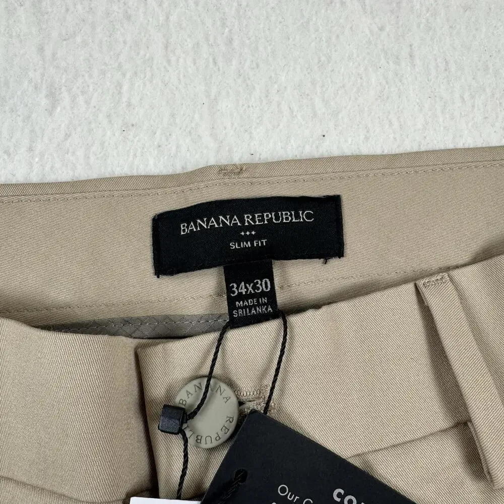 Banana Republic Pants Mens Size 34x30 Beige Core Temp Chino Slim Fit Stretch